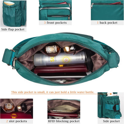 RFID Anti Thief Crossbody Bag for Women Waterproof Shoulder Bag Messenger Bag Casual Nylon Purse Handbag