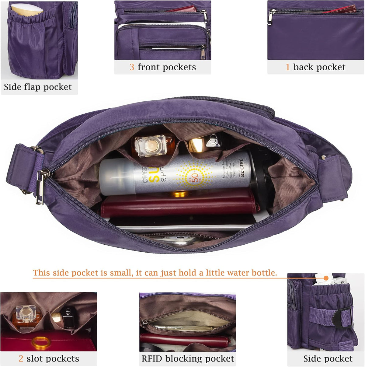 RFID Anti Thief Crossbody Bag for Women Waterproof Shoulder Bag Messenger Bag Casual Nylon Purse Handbag