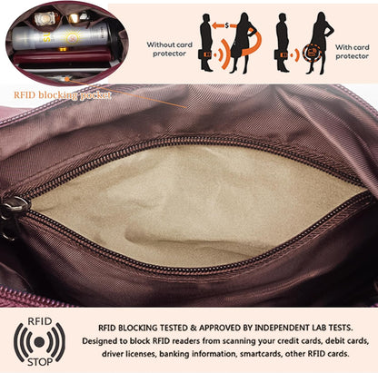 RFID Anti Thief Crossbody Bag for Women Waterproof Shoulder Bag Messenger Bag Casual Nylon Purse Handbag