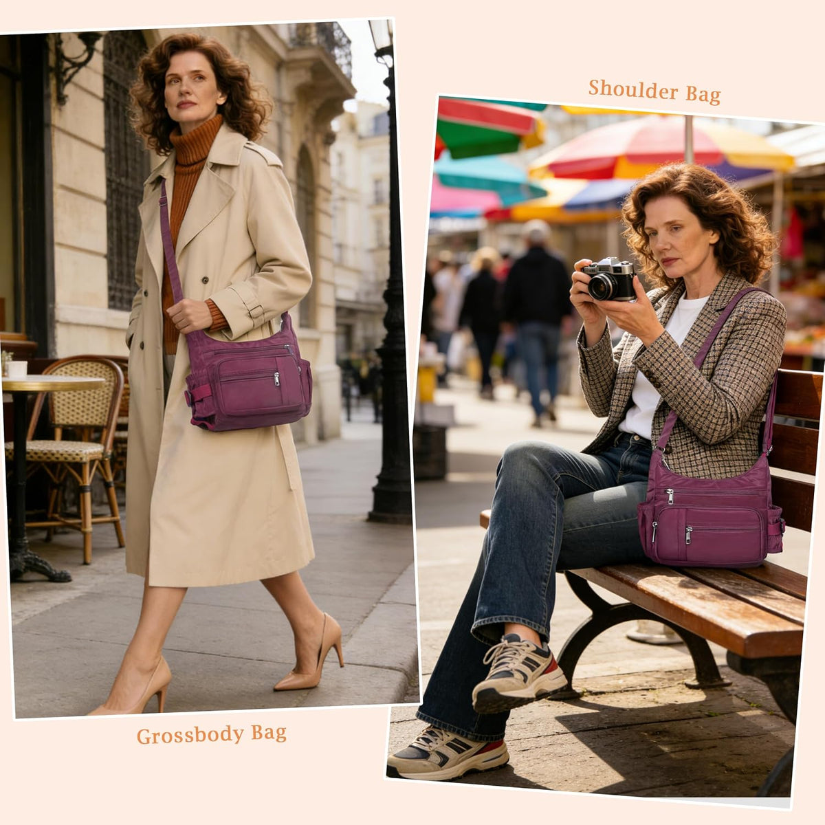 RFID Anti Thief Crossbody Bag for Women Waterproof Shoulder Bag Messenger Bag Casual Nylon Purse Handbag