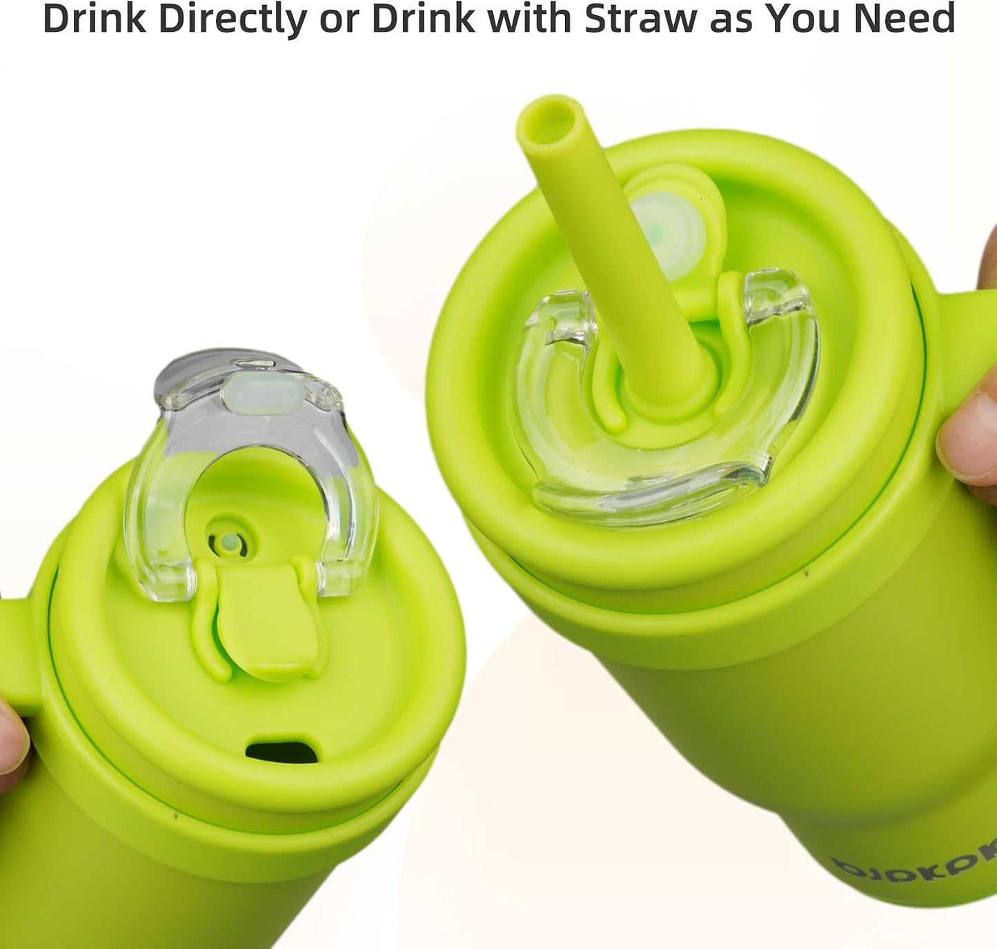 14 oz Insulated Water Bottle with Handle & Straw, Stainless Steel | Double Wall Vacuum, Leak Proof, Sweatproof, Wide Mouth, BPA Free, Dishwasher Safe, Keeps Cold/Hot, Travel, Green