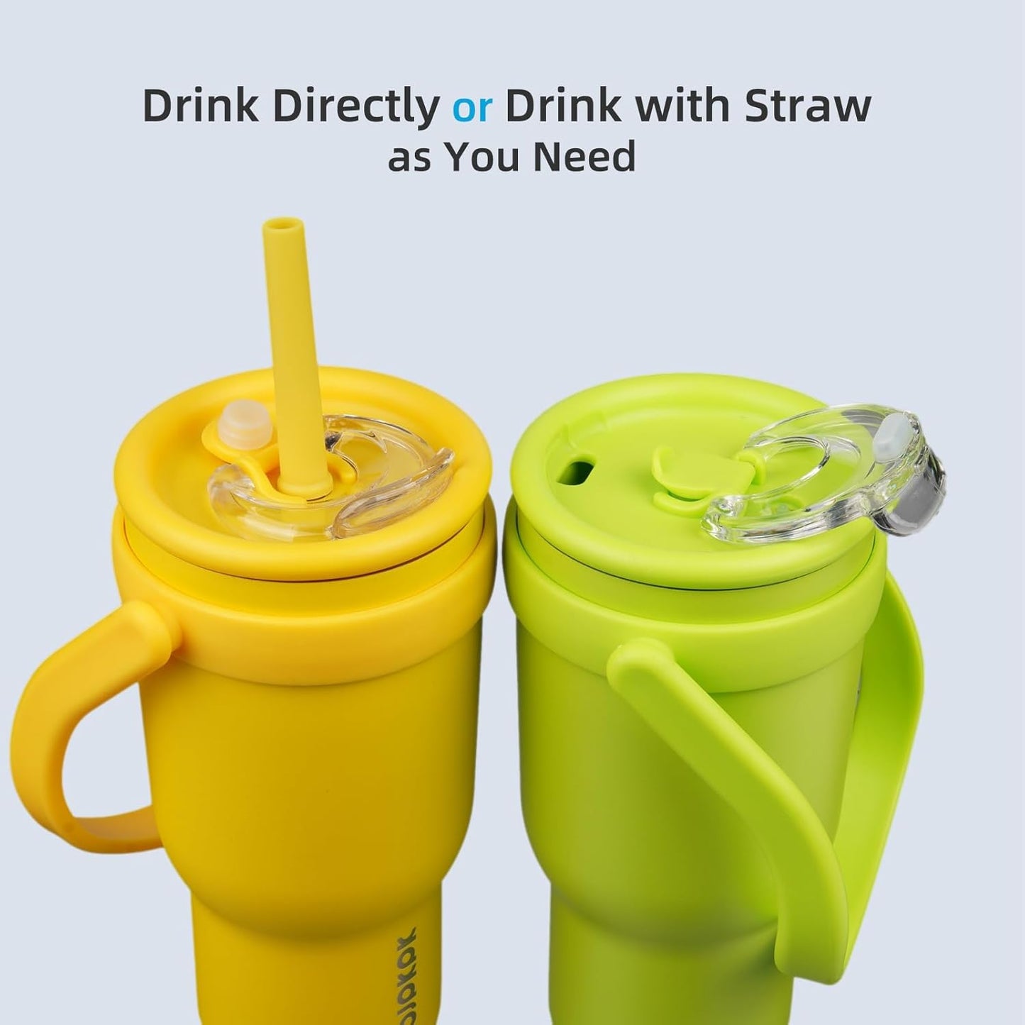 14 oz Insulated Water Bottle with Handle & Straw, Stainless Steel | Double Wall Vacuum, Leak Proof, Sweatproof, Wide Mouth, BPA Free, Dishwasher Safe, Keeps Cold/Hot, Travel, Green