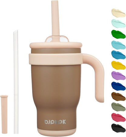 14 oz Insulated Water Bottle with Handle & Straw, Stainless Steel | Double Wall Vacuum, Leak Proof, Sweatproof, Wide Mouth, BPA Free, Dishwasher Safe, Keeps Cold/Hot, Travel, Green