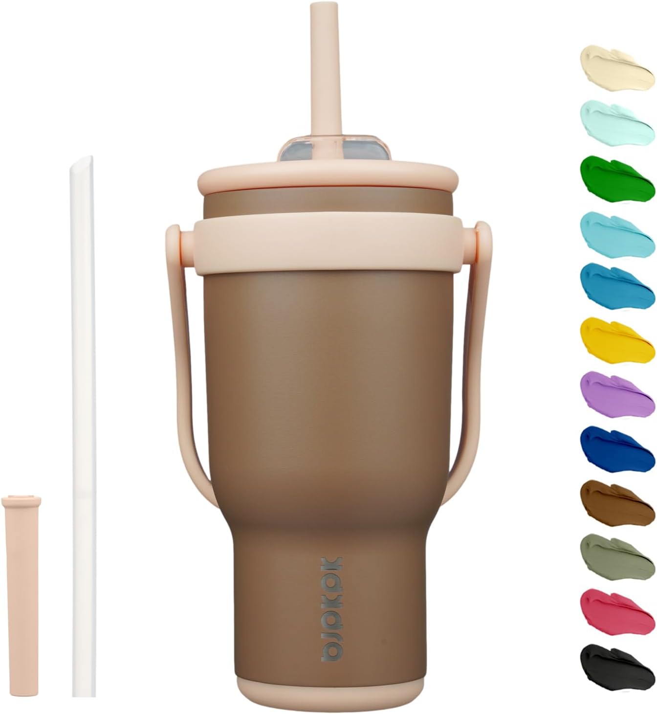 14 oz Insulated Water Bottle with Handle & Straw, Stainless Steel | Double Wall Vacuum, Leak Proof, Sweatproof, Wide Mouth, BPA Free, Dishwasher Safe, Keeps Cold/Hot, Travel, Green