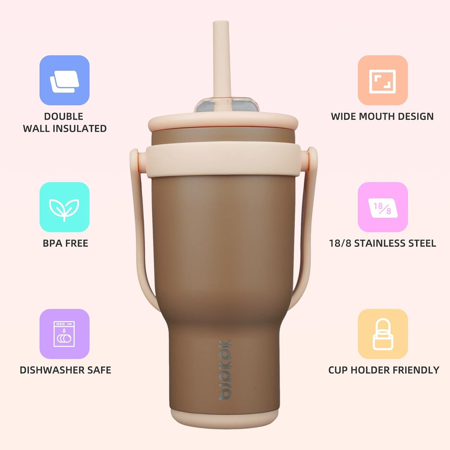 14 oz Insulated Water Bottle with Handle & Straw, Stainless Steel | Double Wall Vacuum, Leak Proof, Sweatproof, Wide Mouth, BPA Free, Dishwasher Safe, Keeps Cold/Hot, Travel, Green