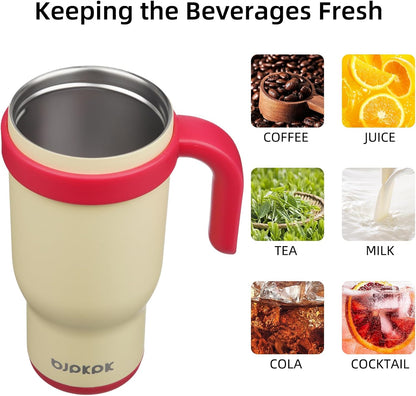 14 oz Insulated Water Bottle with Handle & Straw, Stainless Steel | Double Wall Vacuum, Leak Proof, Sweatproof, Wide Mouth, BPA Free, Dishwasher Safe, Keeps Cold/Hot, Travel, Green