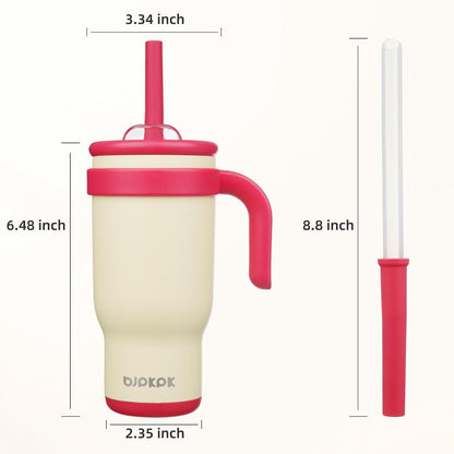 14 oz Insulated Water Bottle with Handle & Straw, Stainless Steel | Double Wall Vacuum, Leak Proof, Sweatproof, Wide Mouth, BPA Free, Dishwasher Safe, Keeps Cold/Hot, Travel, Green