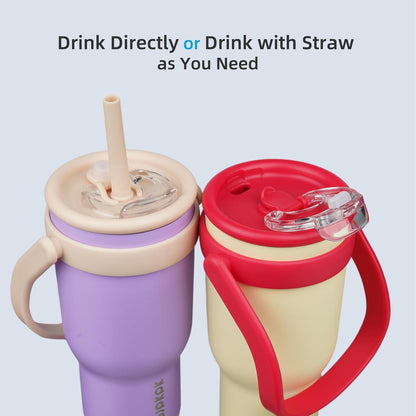 14 oz Insulated Water Bottle with Handle & Straw, Stainless Steel | Double Wall Vacuum, Leak Proof, Sweatproof, Wide Mouth, BPA Free, Dishwasher Safe, Keeps Cold/Hot, Travel, Green
