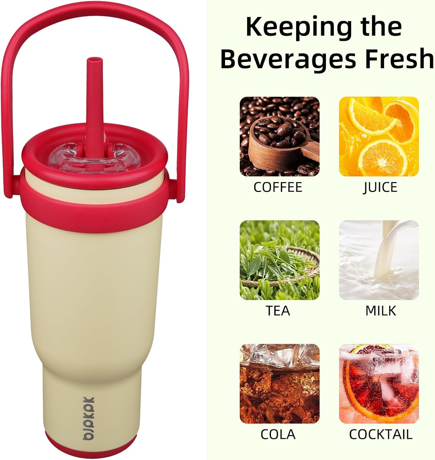 14 oz Insulated Water Bottle with Handle & Straw, Stainless Steel | Double Wall Vacuum, Leak Proof, Sweatproof, Wide Mouth, BPA Free, Dishwasher Safe, Keeps Cold/Hot, Travel, Green