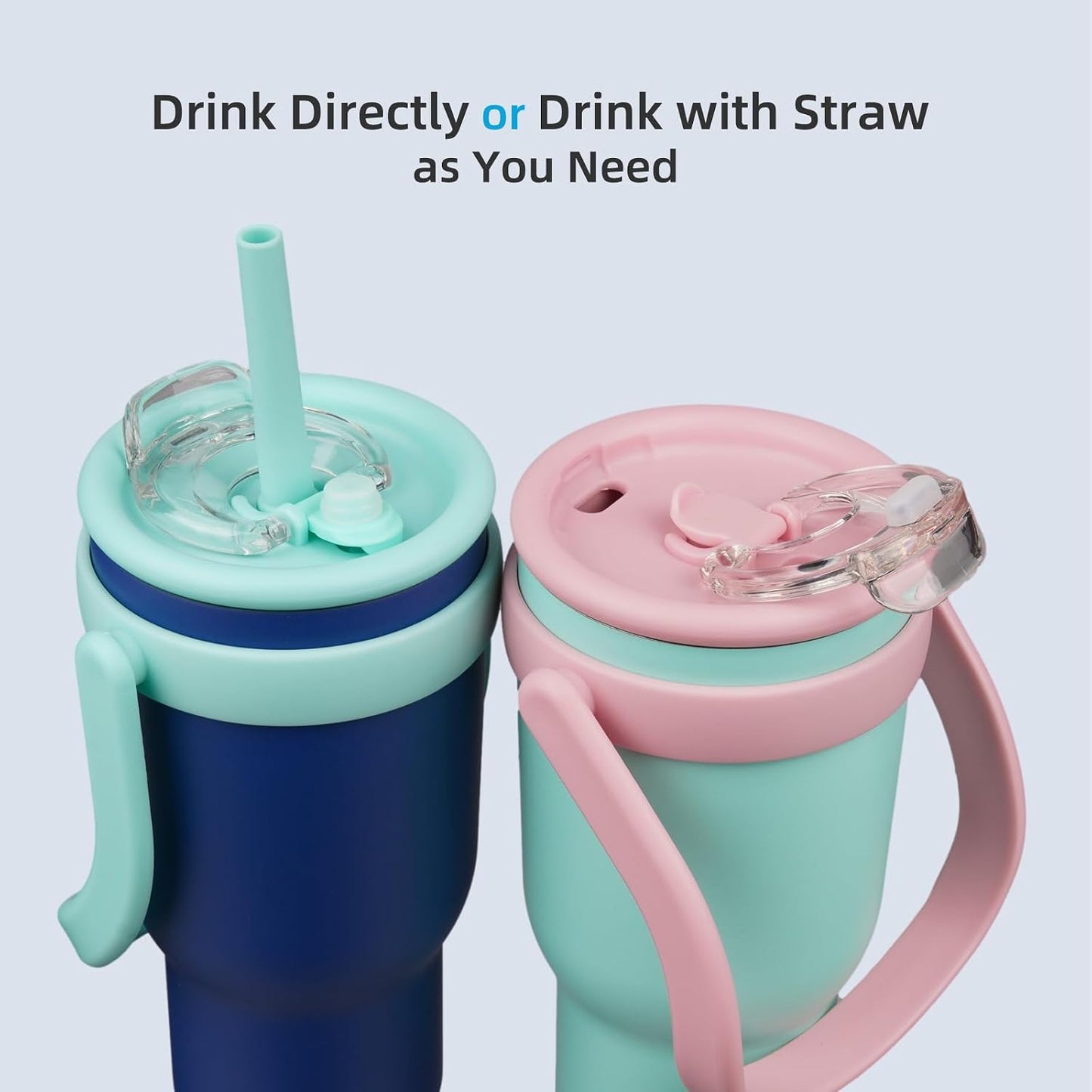 14 oz Insulated Water Bottle with Handle & Straw, Stainless Steel | Double Wall Vacuum, Leak Proof, Sweatproof, Wide Mouth, BPA Free, Dishwasher Safe, Keeps Cold/Hot, Travel, Green
