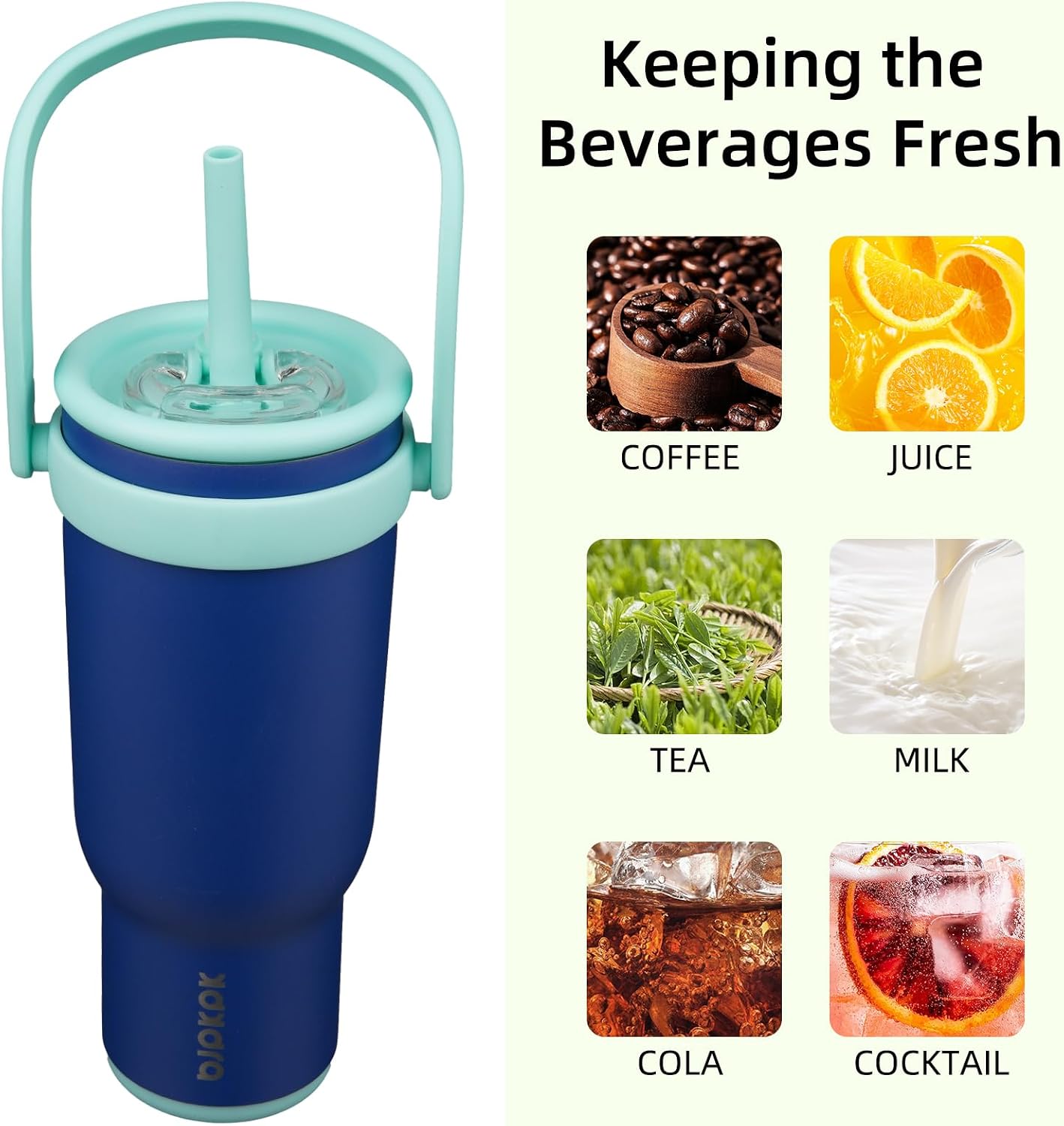 14 oz Insulated Water Bottle with Handle & Straw, Stainless Steel | Double Wall Vacuum, Leak Proof, Sweatproof, Wide Mouth, BPA Free, Dishwasher Safe, Keeps Cold/Hot, Travel, Green