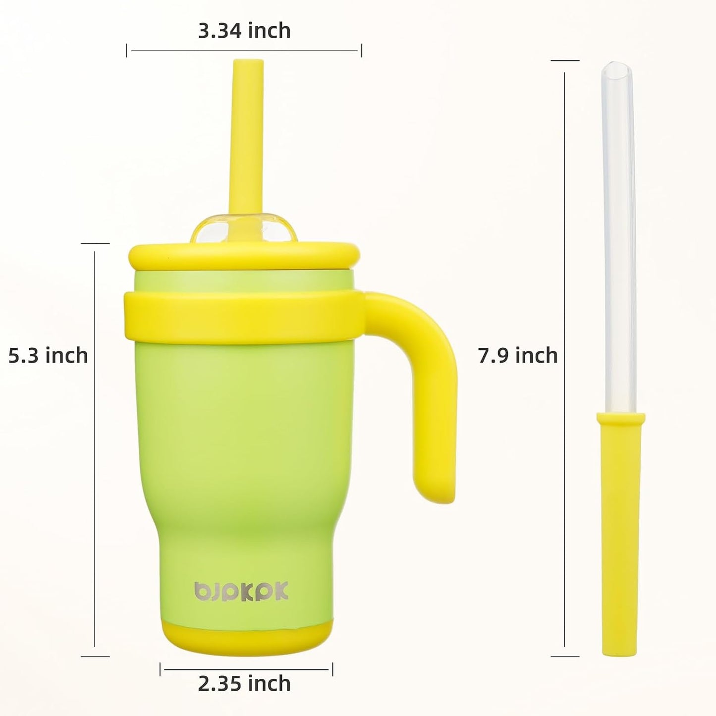 14 oz Insulated Water Bottle with Handle & Straw, Stainless Steel | Double Wall Vacuum, Leak Proof, Sweatproof, Wide Mouth, BPA Free, Dishwasher Safe, Keeps Cold/Hot, Travel, Green