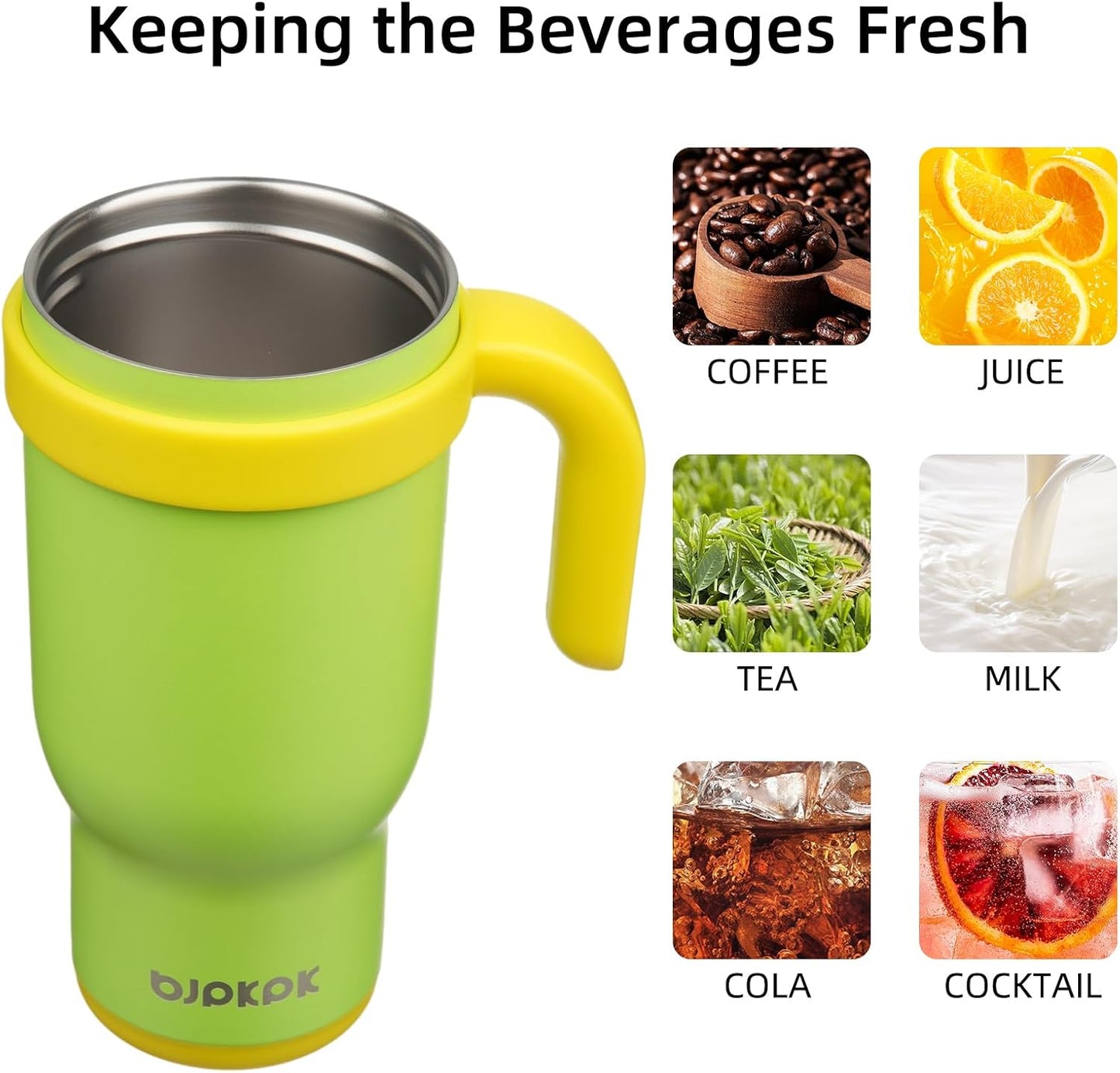 14 oz Insulated Water Bottle with Handle & Straw, Stainless Steel | Double Wall Vacuum, Leak Proof, Sweatproof, Wide Mouth, BPA Free, Dishwasher Safe, Keeps Cold/Hot, Travel, Green