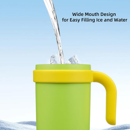 14 oz Insulated Water Bottle with Handle & Straw, Stainless Steel | Double Wall Vacuum, Leak Proof, Sweatproof, Wide Mouth, BPA Free, Dishwasher Safe, Keeps Cold/Hot, Travel, Green