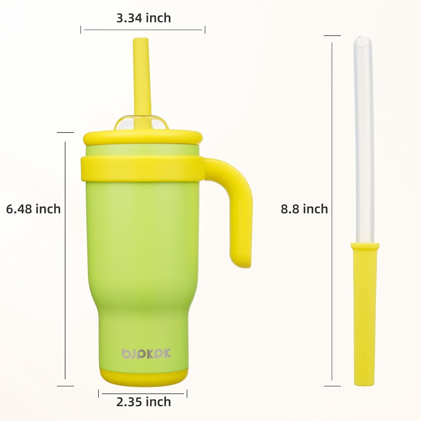 14 oz Insulated Water Bottle with Handle & Straw, Stainless Steel | Double Wall Vacuum, Leak Proof, Sweatproof, Wide Mouth, BPA Free, Dishwasher Safe, Keeps Cold/Hot, Travel, Green