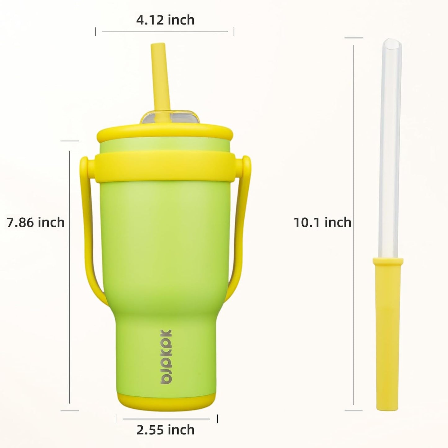 14 oz Insulated Water Bottle with Handle & Straw, Stainless Steel | Double Wall Vacuum, Leak Proof, Sweatproof, Wide Mouth, BPA Free, Dishwasher Safe, Keeps Cold/Hot, Travel, Green