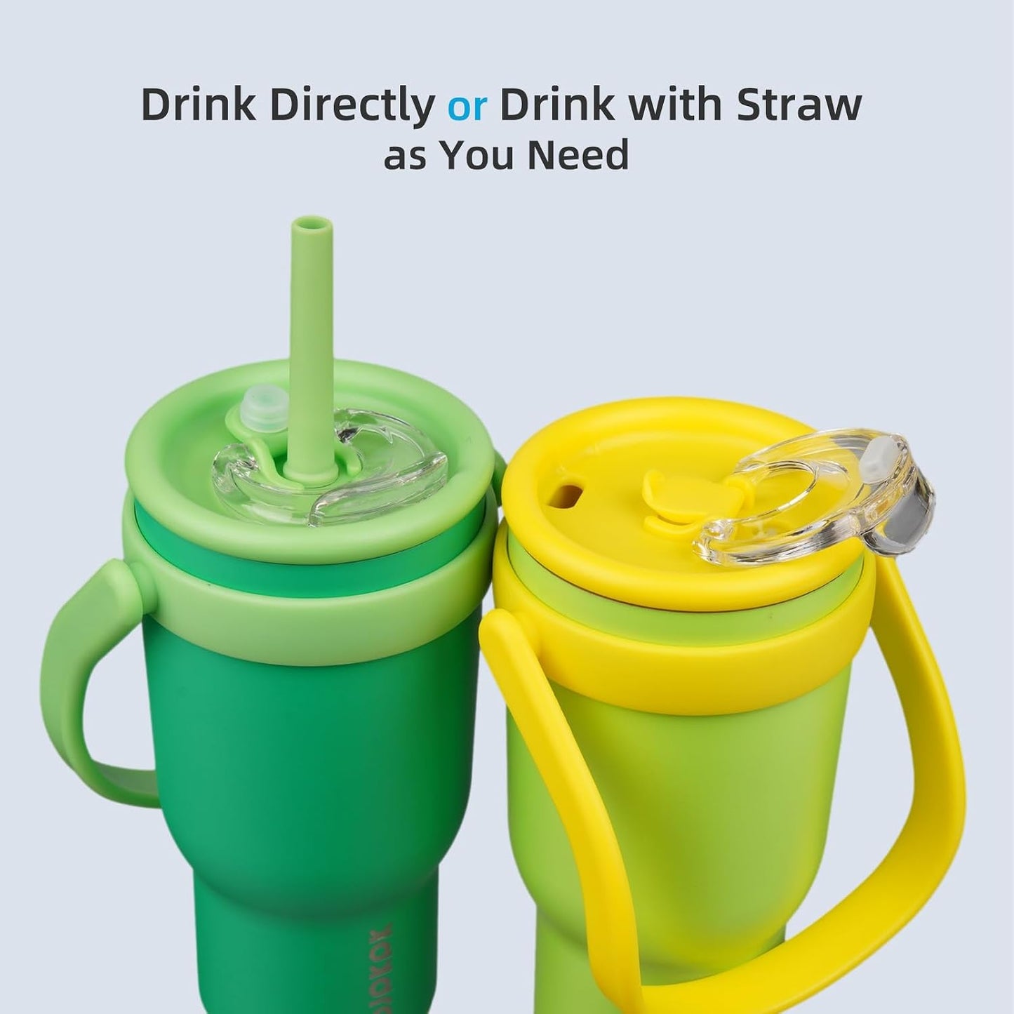 14 oz Insulated Water Bottle with Handle & Straw, Stainless Steel | Double Wall Vacuum, Leak Proof, Sweatproof, Wide Mouth, BPA Free, Dishwasher Safe, Keeps Cold/Hot, Travel, Green