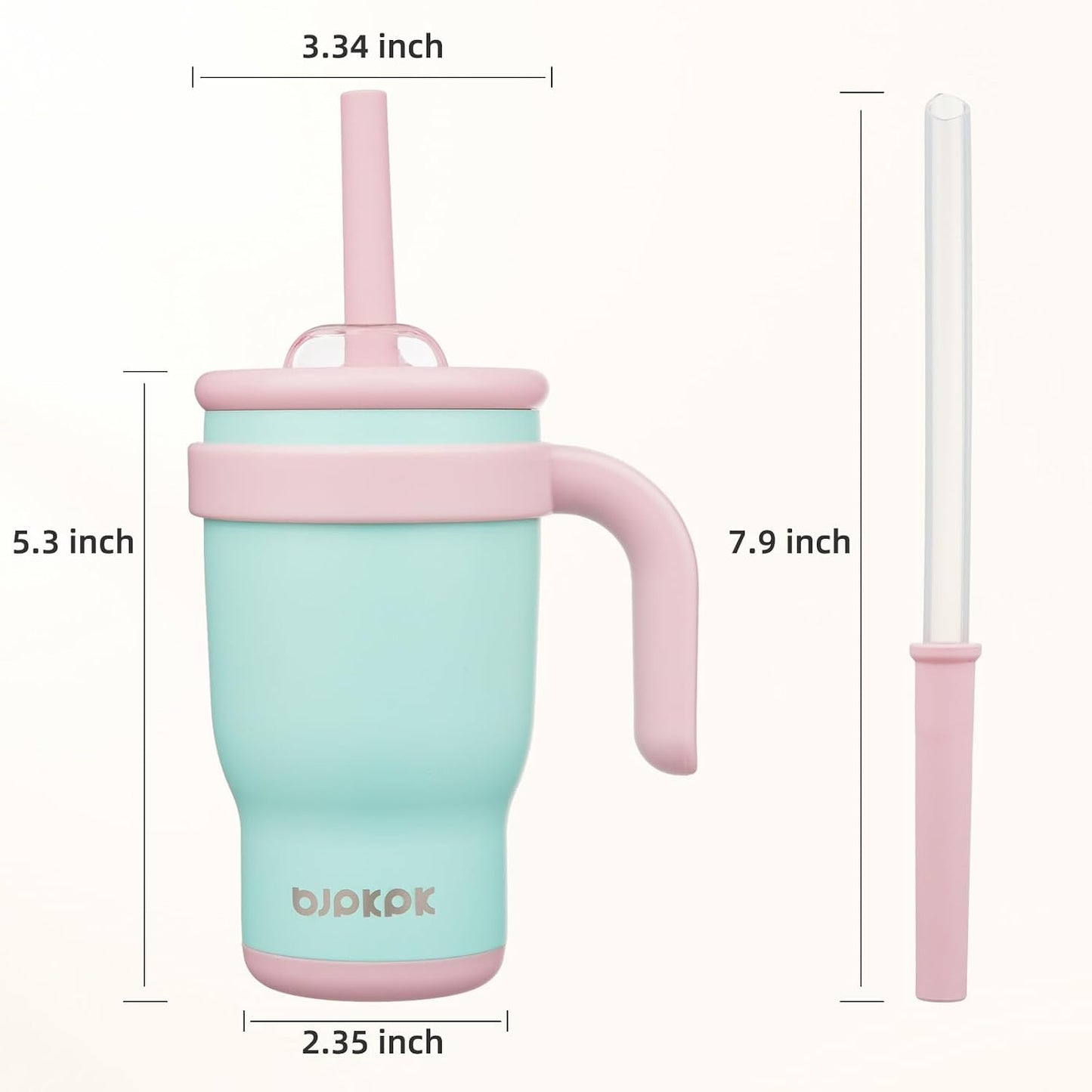 14 oz Insulated Water Bottle with Handle & Straw, Stainless Steel | Double Wall Vacuum, Leak Proof, Sweatproof, Wide Mouth, BPA Free, Dishwasher Safe, Keeps Cold/Hot, Travel, Green