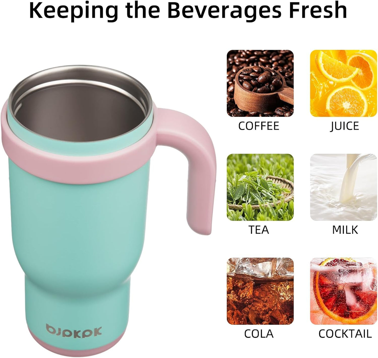 14 oz Insulated Water Bottle with Handle & Straw, Stainless Steel | Double Wall Vacuum, Leak Proof, Sweatproof, Wide Mouth, BPA Free, Dishwasher Safe, Keeps Cold/Hot, Travel, Green