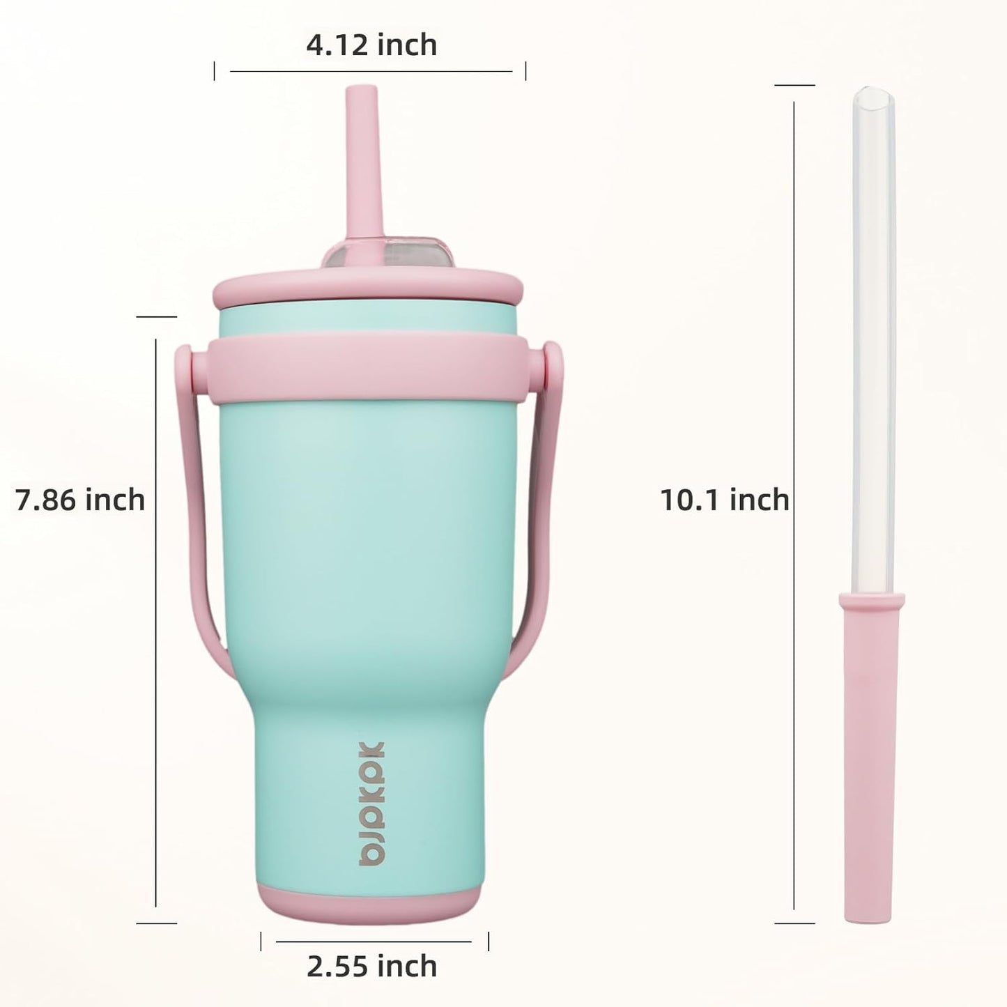 14 oz Insulated Water Bottle with Handle & Straw, Stainless Steel | Double Wall Vacuum, Leak Proof, Sweatproof, Wide Mouth, BPA Free, Dishwasher Safe, Keeps Cold/Hot, Travel, Green