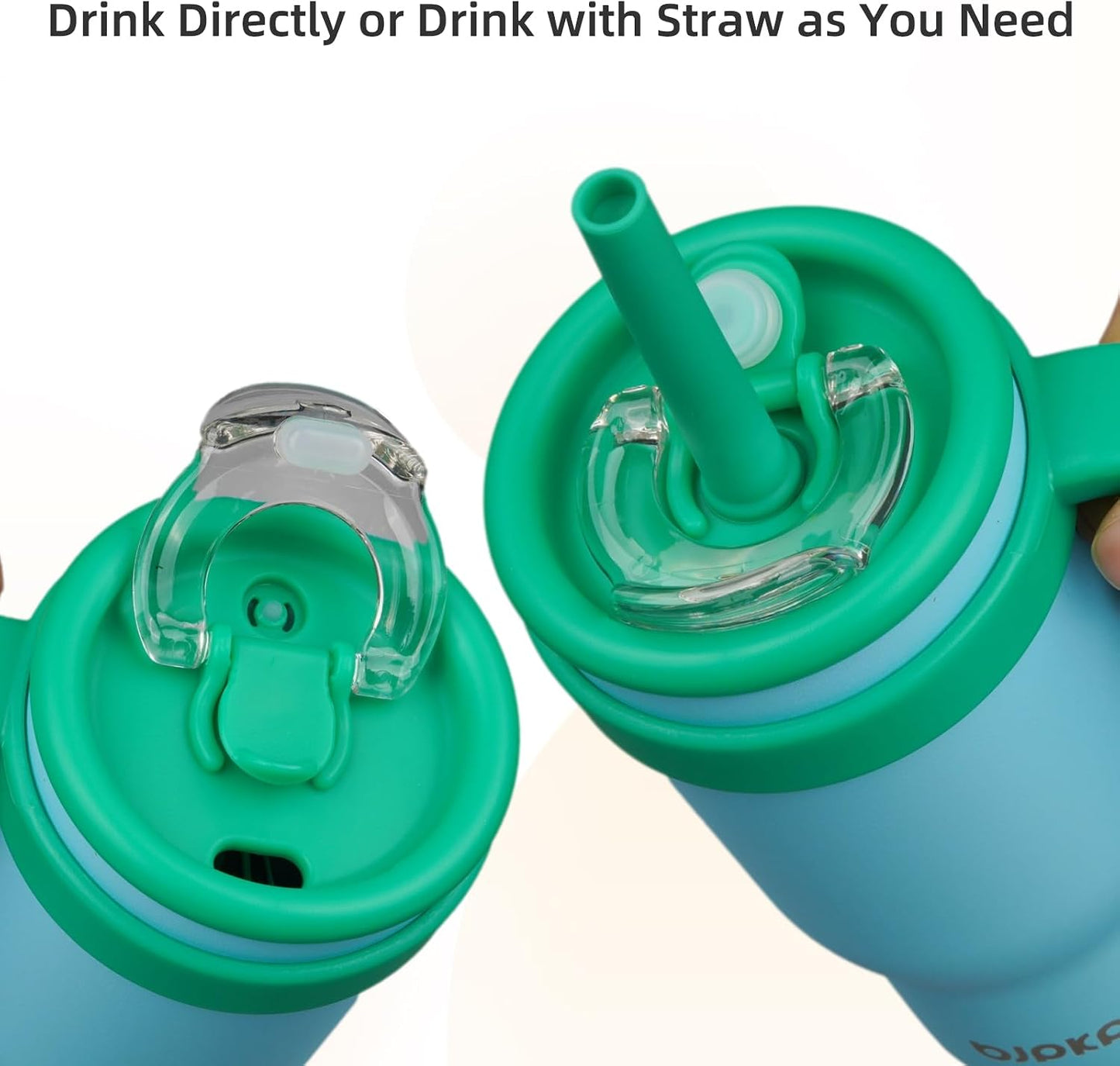 14 oz Insulated Water Bottle with Handle & Straw, Stainless Steel | Double Wall Vacuum, Leak Proof, Sweatproof, Wide Mouth, BPA Free, Dishwasher Safe, Keeps Cold/Hot, Travel, Green