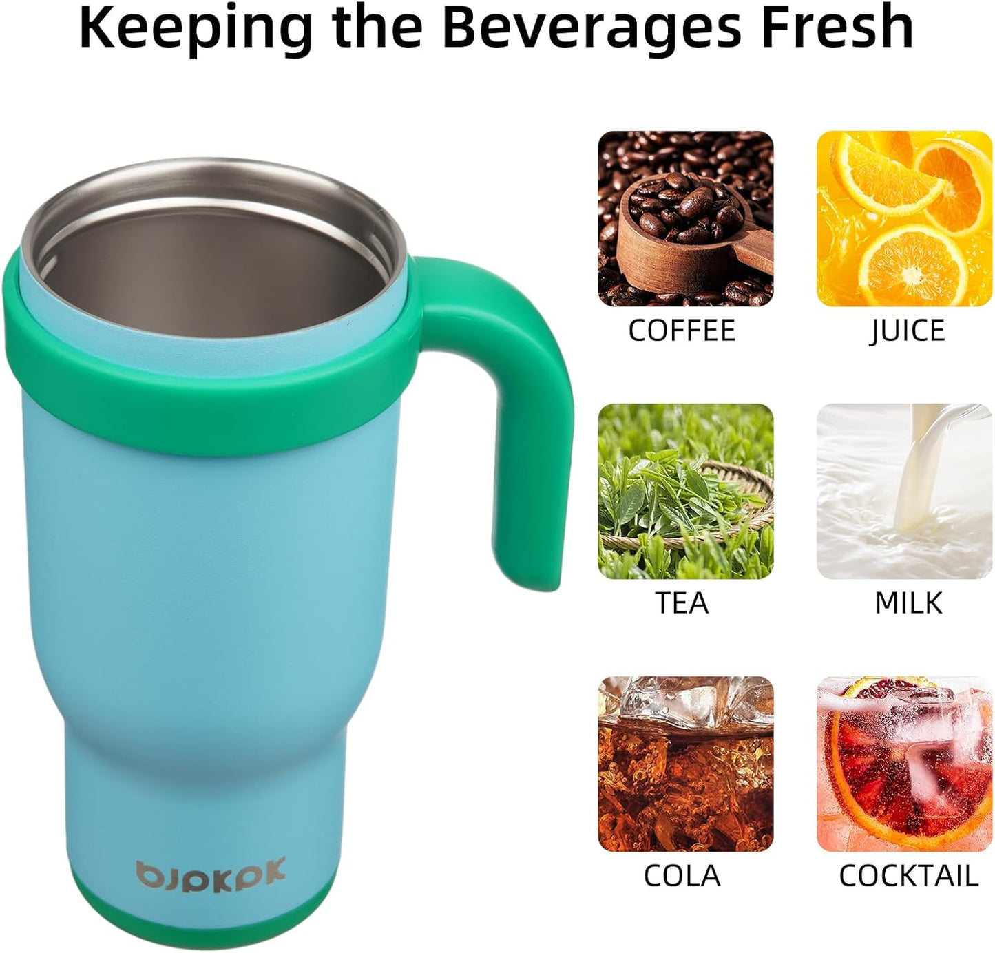 14 oz Insulated Water Bottle with Handle & Straw, Stainless Steel | Double Wall Vacuum, Leak Proof, Sweatproof, Wide Mouth, BPA Free, Dishwasher Safe, Keeps Cold/Hot, Travel, Green