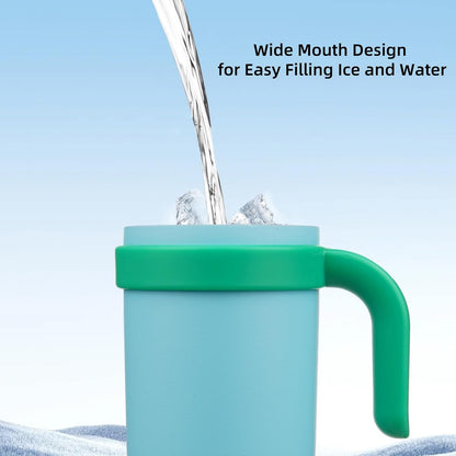 14 oz Insulated Water Bottle with Handle & Straw, Stainless Steel | Double Wall Vacuum, Leak Proof, Sweatproof, Wide Mouth, BPA Free, Dishwasher Safe, Keeps Cold/Hot, Travel, Green