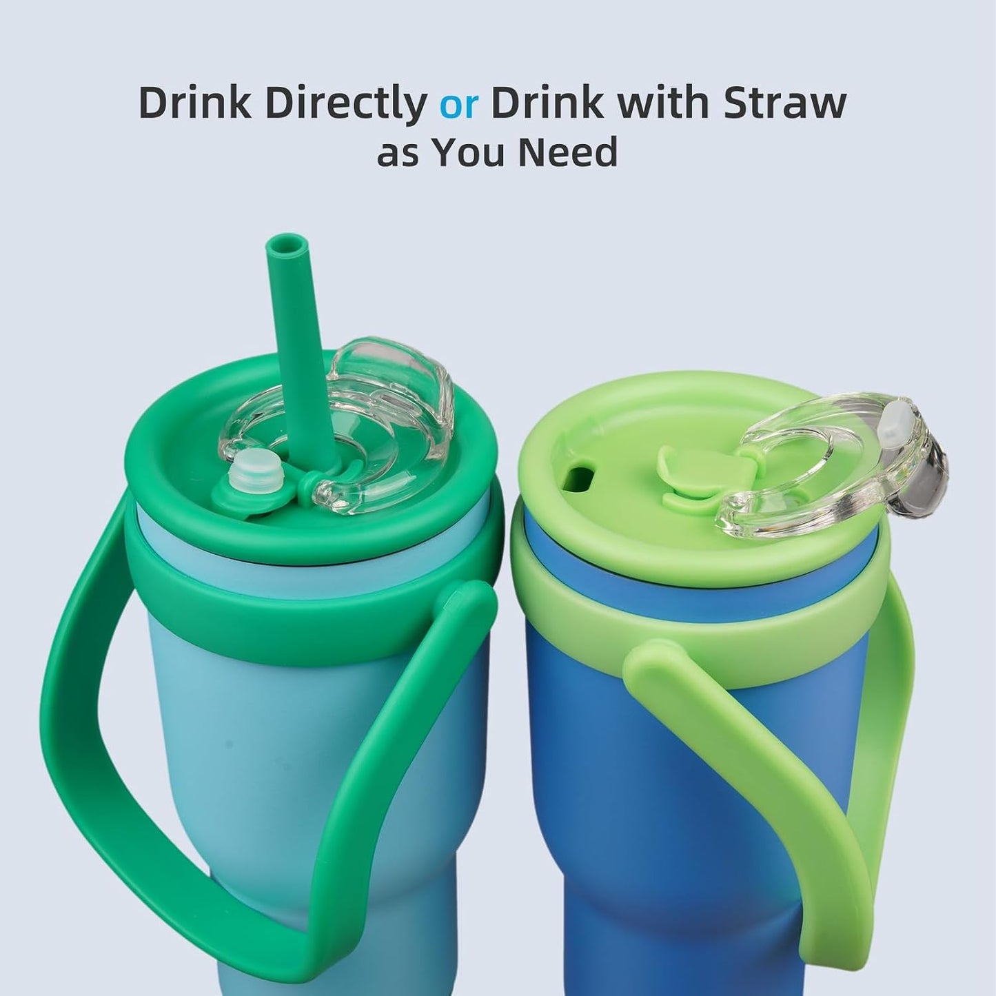14 oz Insulated Water Bottle with Handle & Straw, Stainless Steel | Double Wall Vacuum, Leak Proof, Sweatproof, Wide Mouth, BPA Free, Dishwasher Safe, Keeps Cold/Hot, Travel, Green