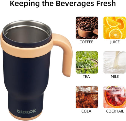 14 oz Insulated Water Bottle with Handle & Straw, Stainless Steel | Double Wall Vacuum, Leak Proof, Sweatproof, Wide Mouth, BPA Free, Dishwasher Safe, Keeps Cold/Hot, Travel, Green