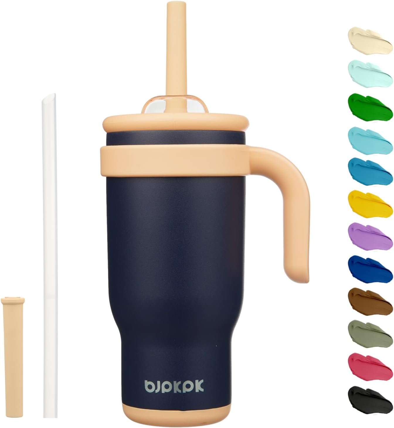 14 oz Insulated Water Bottle with Handle & Straw, Stainless Steel | Double Wall Vacuum, Leak Proof, Sweatproof, Wide Mouth, BPA Free, Dishwasher Safe, Keeps Cold/Hot, Travel, Green