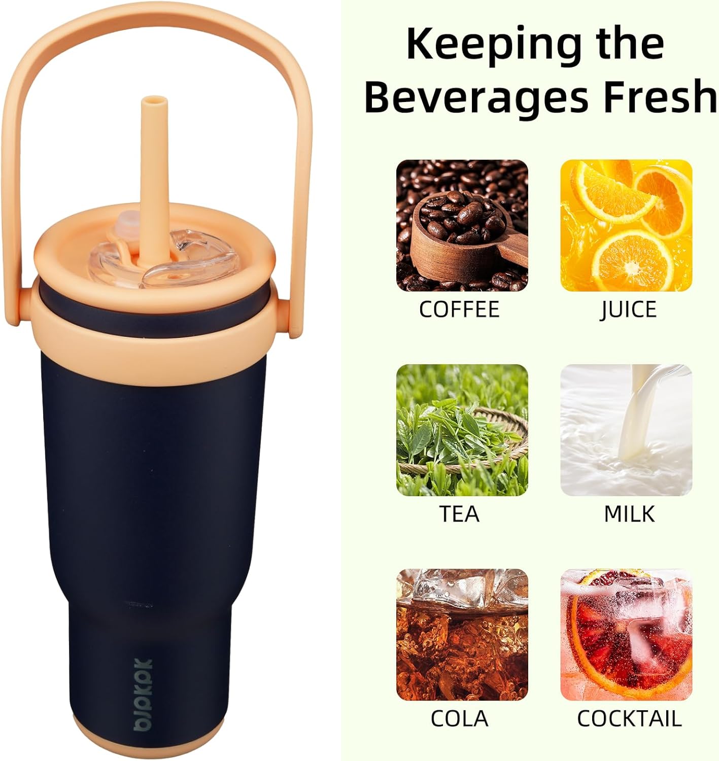 14 oz Insulated Water Bottle with Handle & Straw, Stainless Steel | Double Wall Vacuum, Leak Proof, Sweatproof, Wide Mouth, BPA Free, Dishwasher Safe, Keeps Cold/Hot, Travel, Green