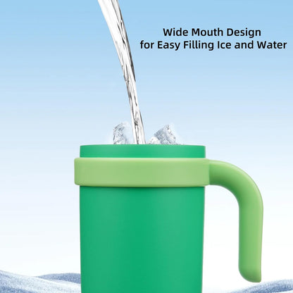 14 oz Insulated Water Bottle with Handle & Straw, Stainless Steel | Double Wall Vacuum, Leak Proof, Sweatproof, Wide Mouth, BPA Free, Dishwasher Safe, Keeps Cold/Hot, Travel, Green