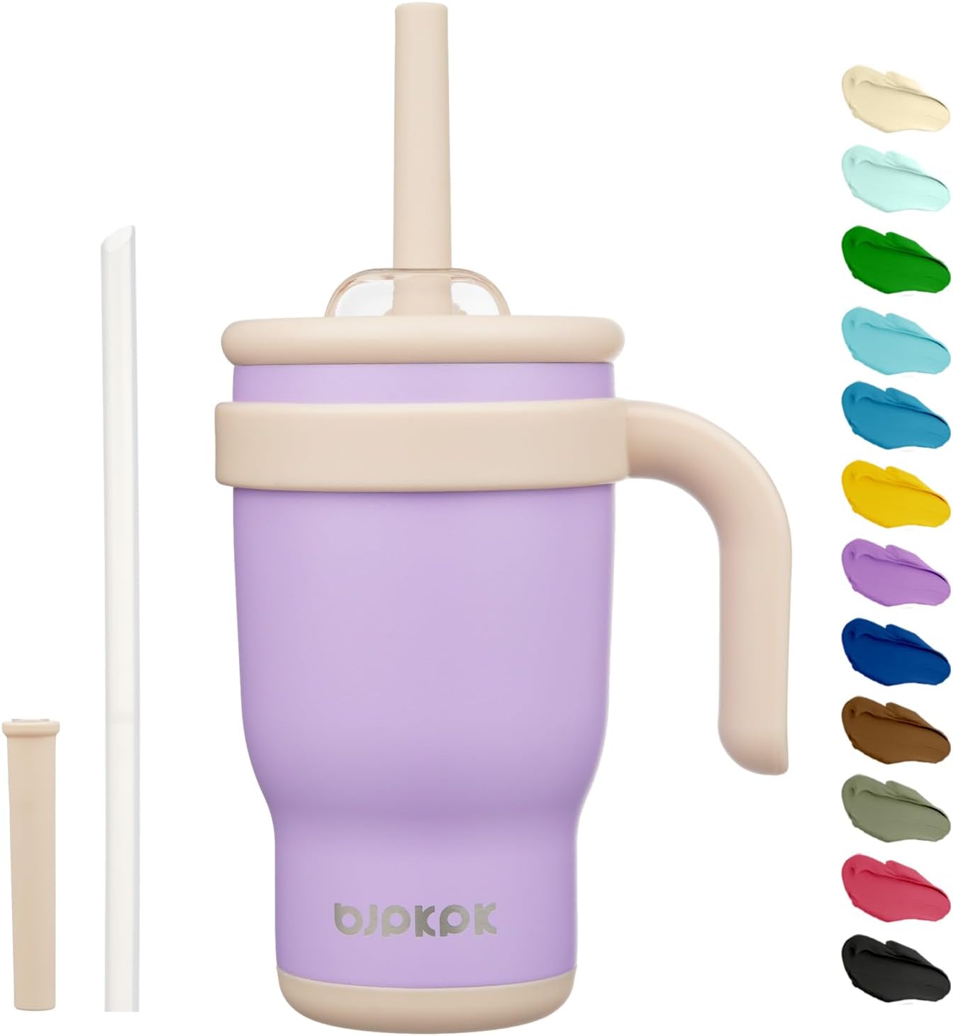 14 oz Insulated Water Bottle with Handle & Straw, Stainless Steel | Double Wall Vacuum, Leak Proof, Sweatproof, Wide Mouth, BPA Free, Dishwasher Safe, Keeps Cold/Hot, Travel, Green