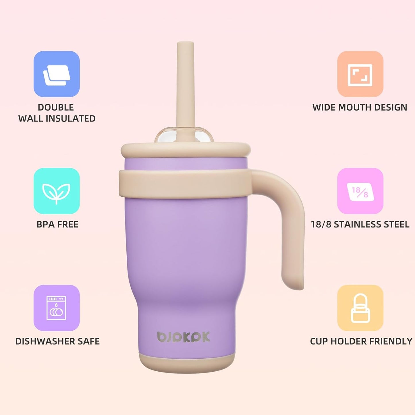 14 oz Insulated Water Bottle with Handle & Straw, Stainless Steel | Double Wall Vacuum, Leak Proof, Sweatproof, Wide Mouth, BPA Free, Dishwasher Safe, Keeps Cold/Hot, Travel, Green