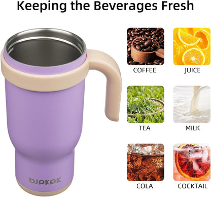 14 oz Insulated Water Bottle with Handle & Straw, Stainless Steel | Double Wall Vacuum, Leak Proof, Sweatproof, Wide Mouth, BPA Free, Dishwasher Safe, Keeps Cold/Hot, Travel, Green