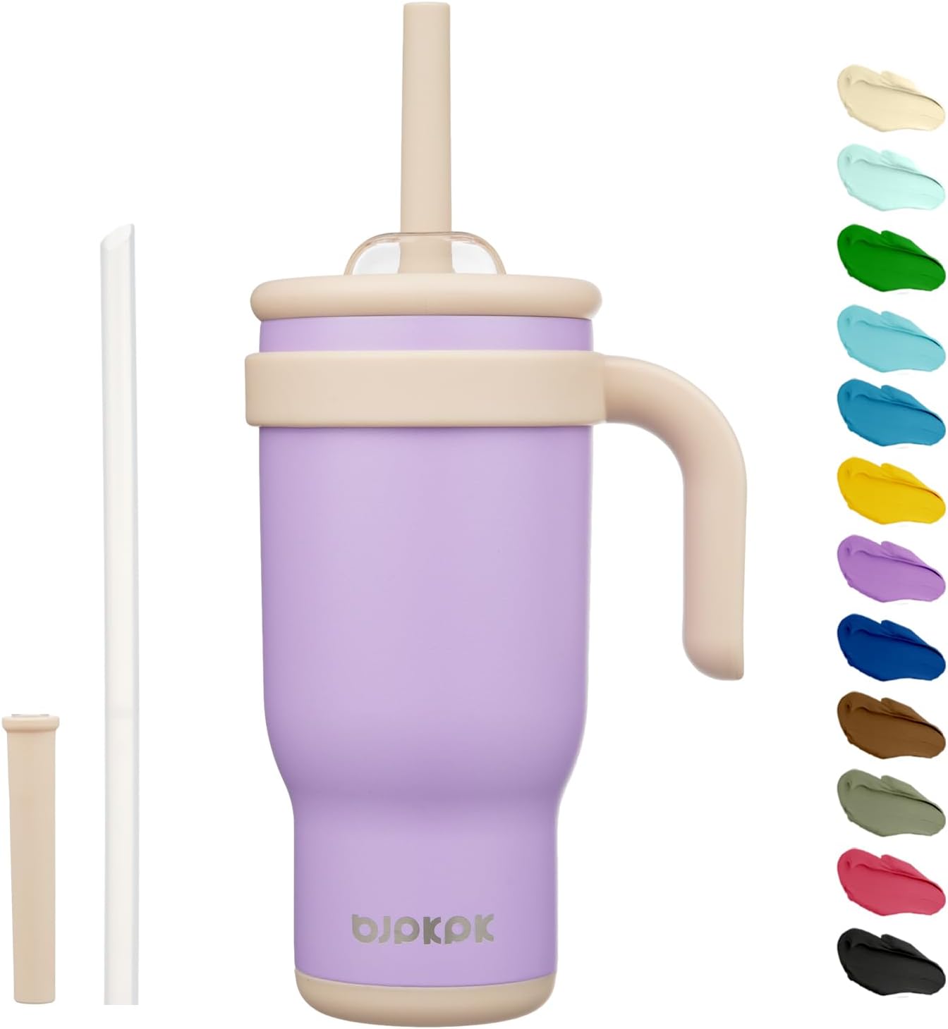 14 oz Insulated Water Bottle with Handle & Straw, Stainless Steel | Double Wall Vacuum, Leak Proof, Sweatproof, Wide Mouth, BPA Free, Dishwasher Safe, Keeps Cold/Hot, Travel, Green