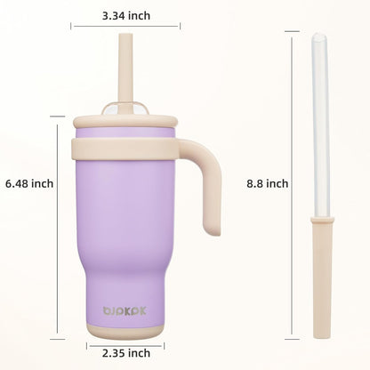 14 oz Insulated Water Bottle with Handle & Straw, Stainless Steel | Double Wall Vacuum, Leak Proof, Sweatproof, Wide Mouth, BPA Free, Dishwasher Safe, Keeps Cold/Hot, Travel, Green