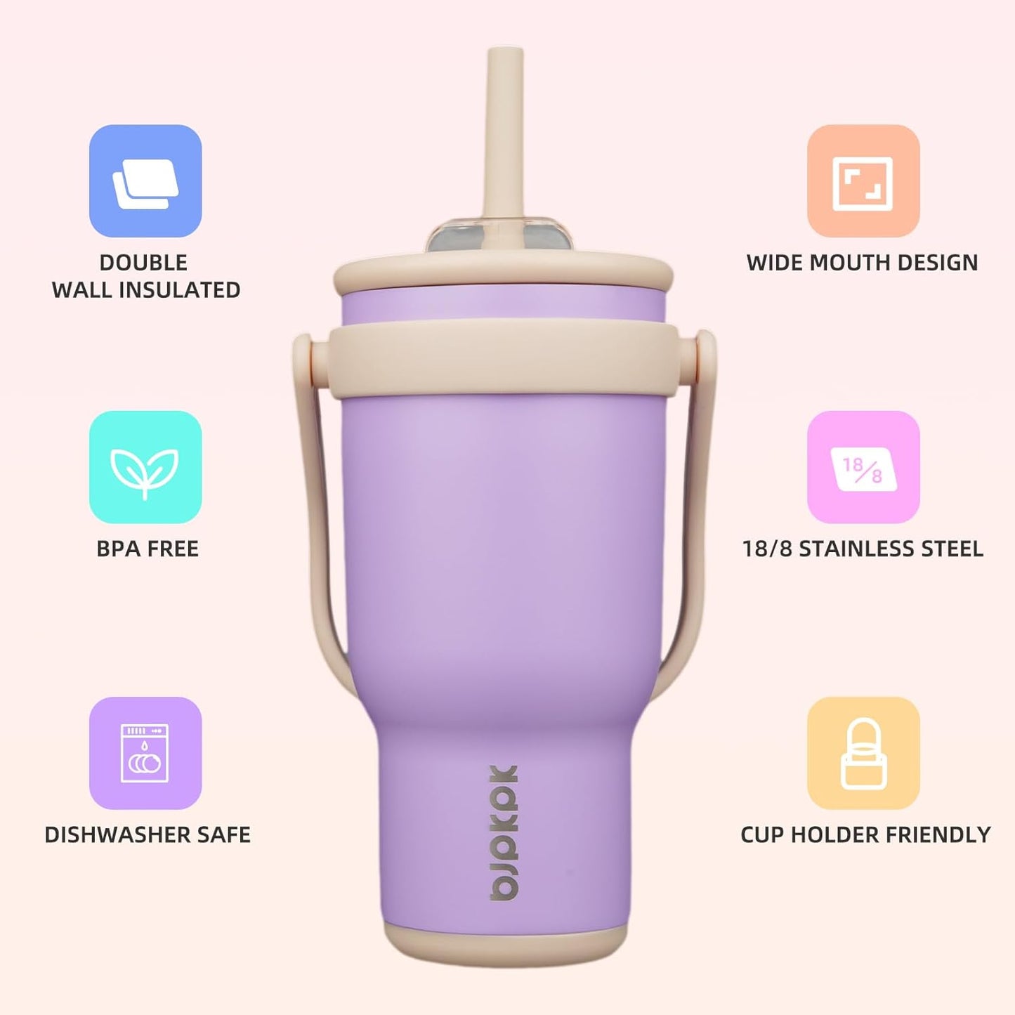 14 oz Insulated Water Bottle with Handle & Straw, Stainless Steel | Double Wall Vacuum, Leak Proof, Sweatproof, Wide Mouth, BPA Free, Dishwasher Safe, Keeps Cold/Hot, Travel, Green