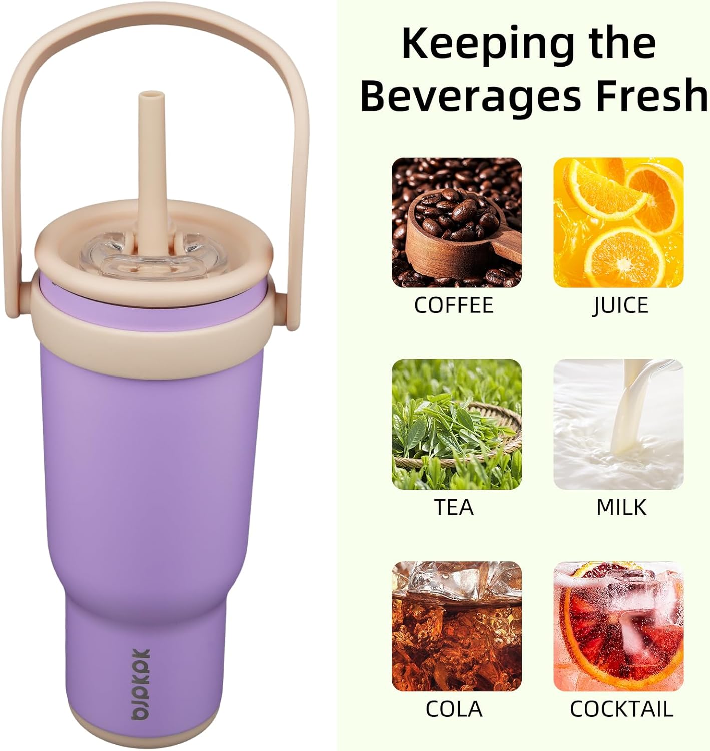 14 oz Insulated Water Bottle with Handle & Straw, Stainless Steel | Double Wall Vacuum, Leak Proof, Sweatproof, Wide Mouth, BPA Free, Dishwasher Safe, Keeps Cold/Hot, Travel, Green