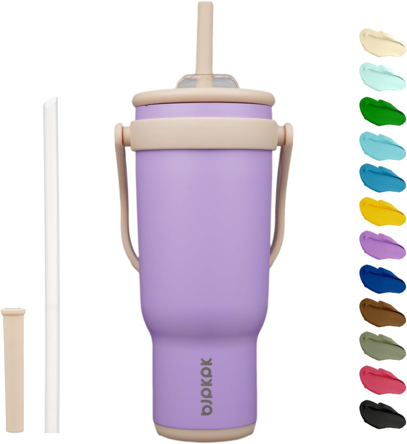 14 oz Insulated Water Bottle with Handle & Straw, Stainless Steel | Double Wall Vacuum, Leak Proof, Sweatproof, Wide Mouth, BPA Free, Dishwasher Safe, Keeps Cold/Hot, Travel, Green