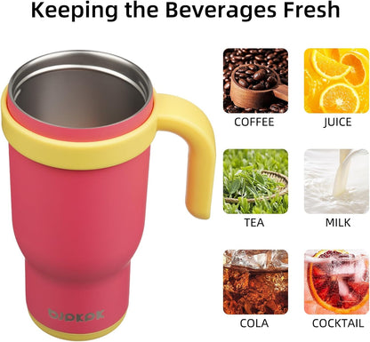 14 oz Insulated Water Bottle with Handle & Straw, Stainless Steel | Double Wall Vacuum, Leak Proof, Sweatproof, Wide Mouth, BPA Free, Dishwasher Safe, Keeps Cold/Hot, Travel, Green