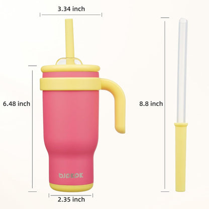 14 oz Insulated Water Bottle with Handle & Straw, Stainless Steel | Double Wall Vacuum, Leak Proof, Sweatproof, Wide Mouth, BPA Free, Dishwasher Safe, Keeps Cold/Hot, Travel, Green