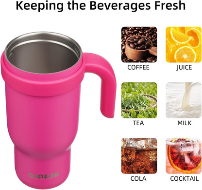 14 oz Insulated Water Bottle with Handle & Straw, Stainless Steel | Double Wall Vacuum, Leak Proof, Sweatproof, Wide Mouth, BPA Free, Dishwasher Safe, Keeps Cold/Hot, Travel, Green