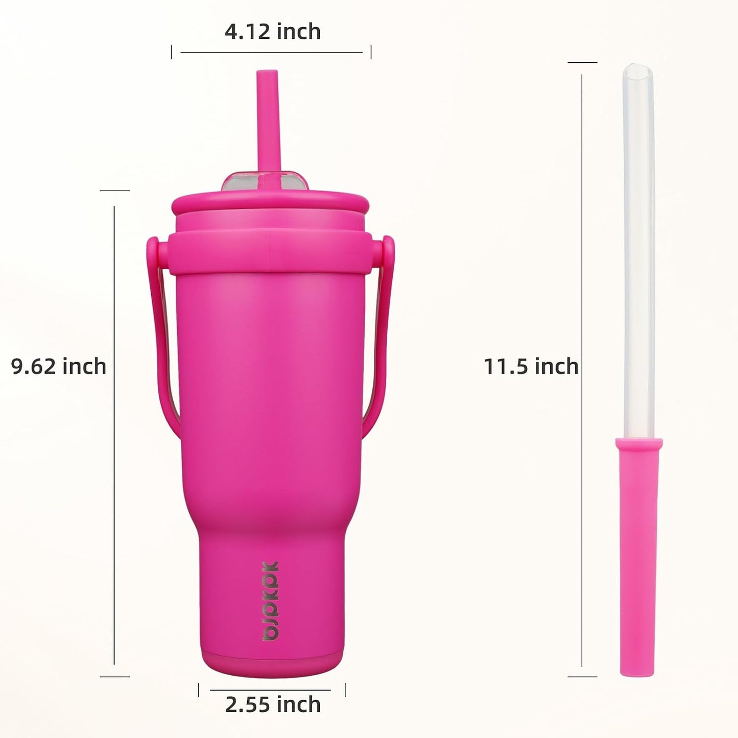 14 oz Insulated Water Bottle with Handle & Straw, Stainless Steel | Double Wall Vacuum, Leak Proof, Sweatproof, Wide Mouth, BPA Free, Dishwasher Safe, Keeps Cold/Hot, Travel, Green