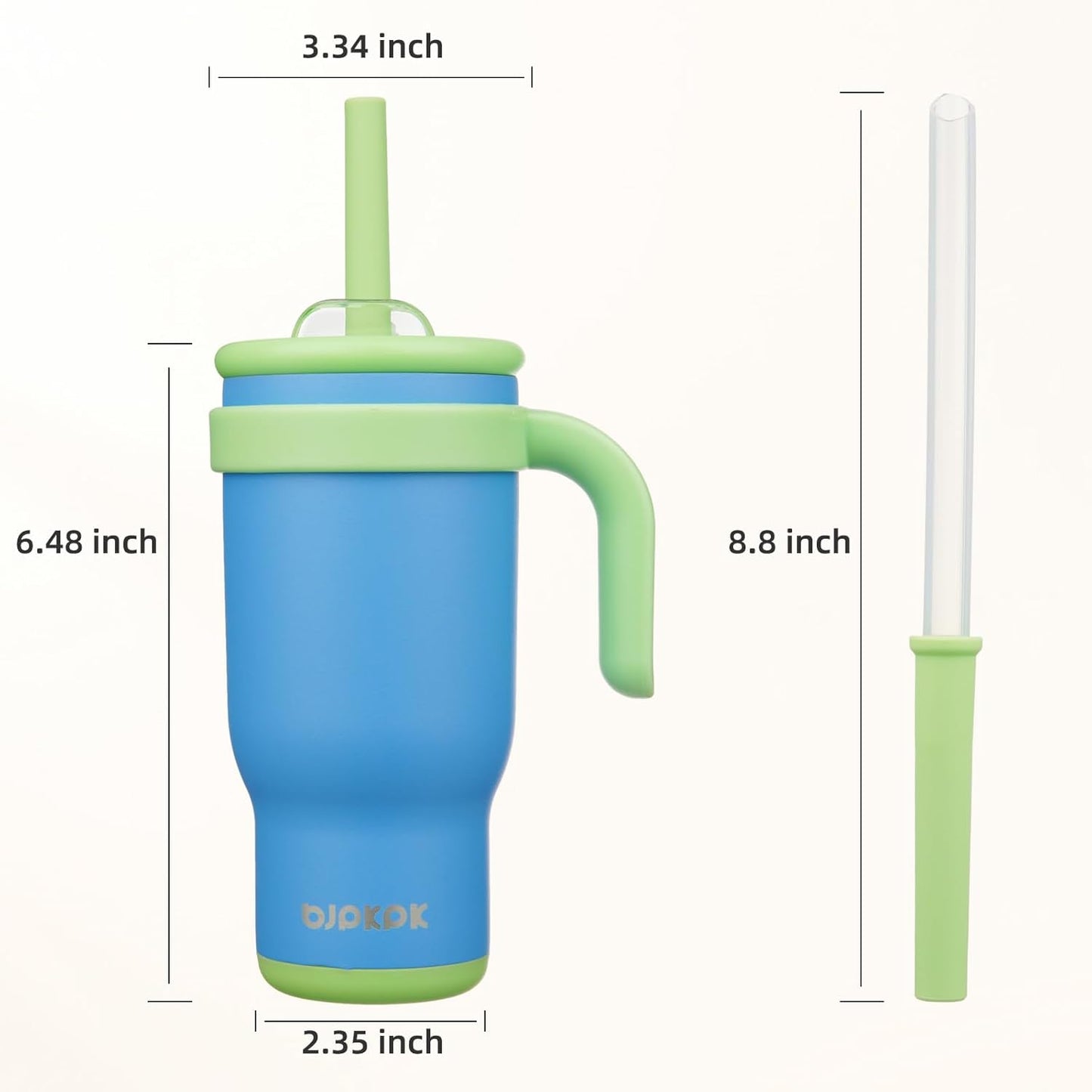 14 oz Insulated Water Bottle with Handle & Straw, Stainless Steel | Double Wall Vacuum, Leak Proof, Sweatproof, Wide Mouth, BPA Free, Dishwasher Safe, Keeps Cold/Hot, Travel, Green