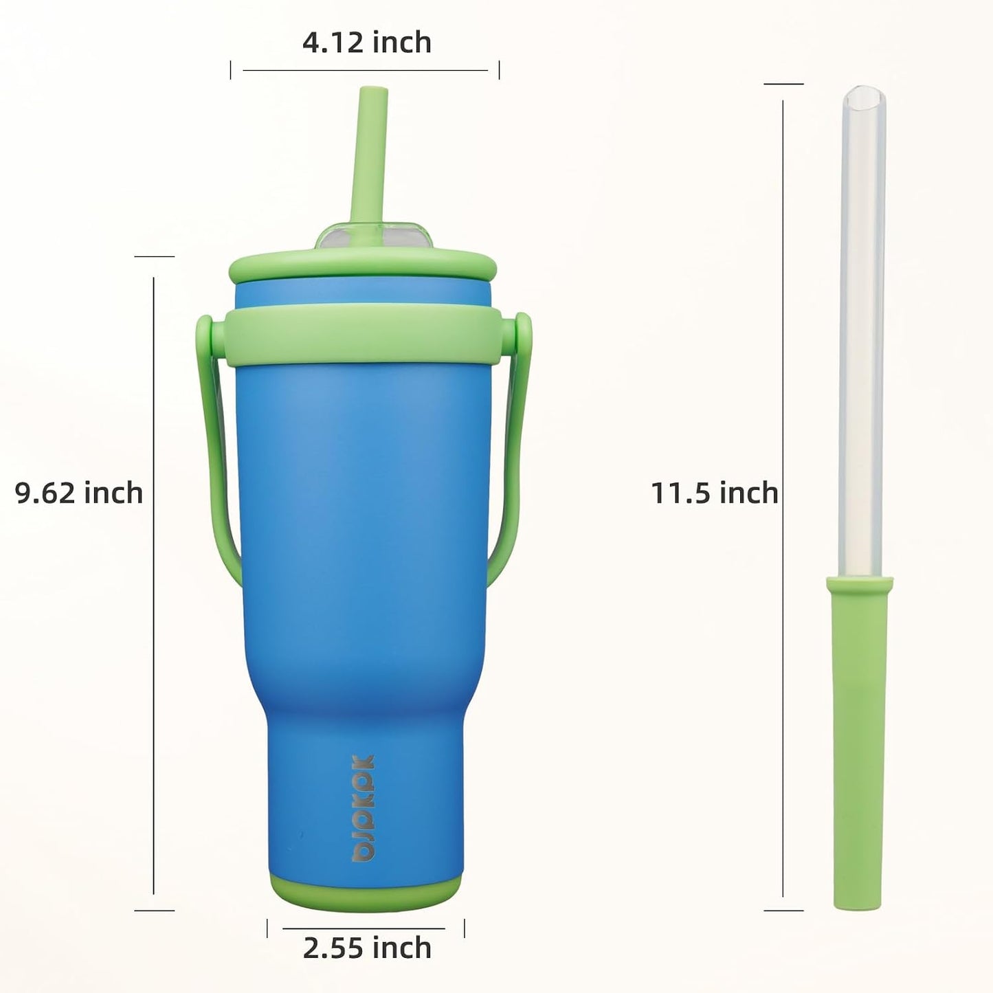 14 oz Insulated Water Bottle with Handle & Straw, Stainless Steel | Double Wall Vacuum, Leak Proof, Sweatproof, Wide Mouth, BPA Free, Dishwasher Safe, Keeps Cold/Hot, Travel, Green