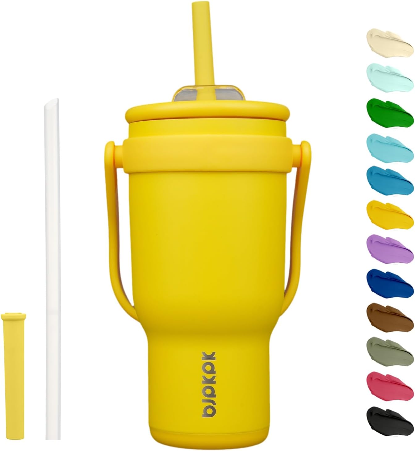 14 oz Insulated Water Bottle with Handle & Straw, Stainless Steel | Double Wall Vacuum, Leak Proof, Sweatproof, Wide Mouth, BPA Free, Dishwasher Safe, Keeps Cold/Hot, Travel, Green