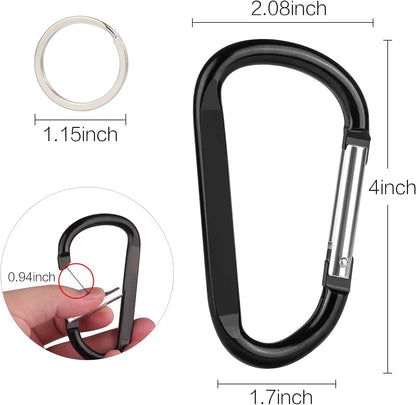 Carabiner Caribeaner Clip,Extra Large 4" Aluminum Carabeaner Keychain Hook,Spring Snap Key Chain Clip