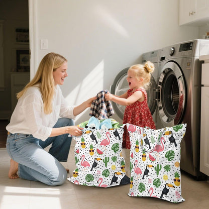 Flamingo Parrot Waterproof Travel Laundry Bag Washable 2 Count