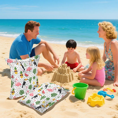 Flamingo Parrot Waterproof Travel Laundry Bag Washable 2 Count